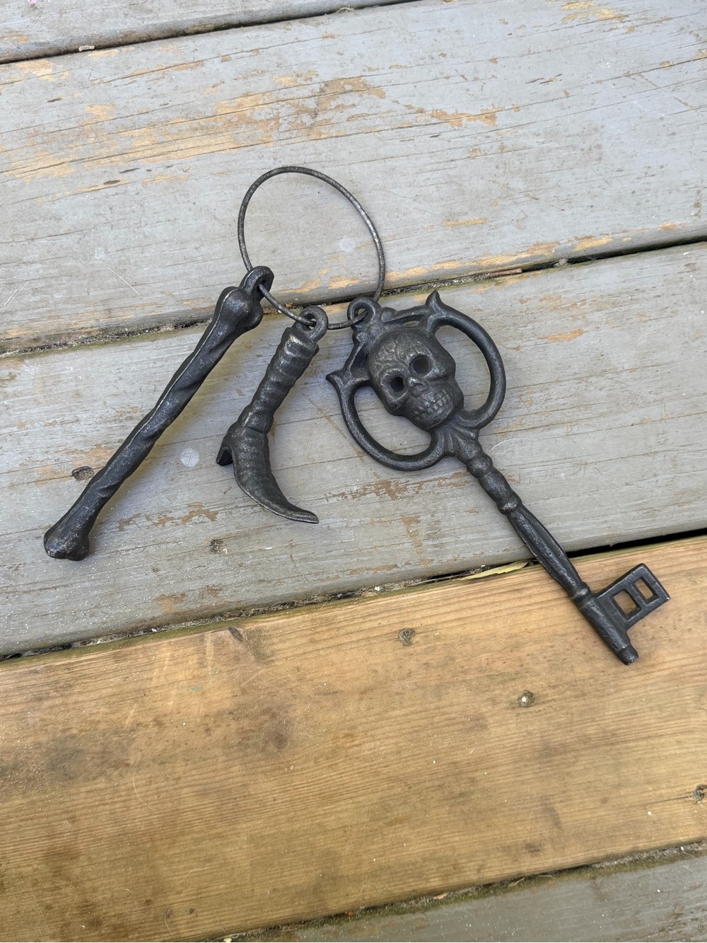 Skull Key Set Rustic Wall Decor - Black Cast Iron Accent